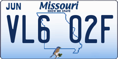 MO license plate VL6O2F