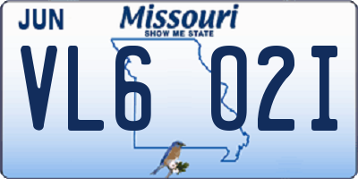 MO license plate VL6O2I