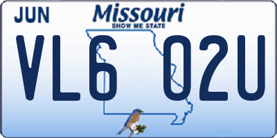 MO license plate VL6O2U