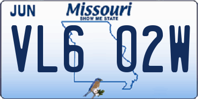 MO license plate VL6O2W