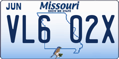 MO license plate VL6O2X
