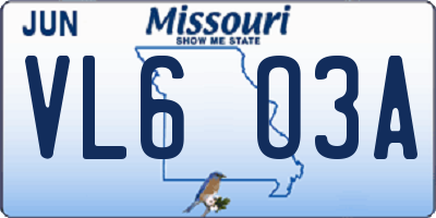 MO license plate VL6O3A