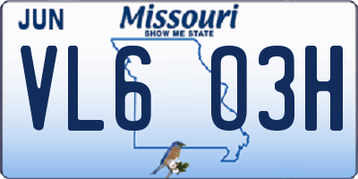 MO license plate VL6O3H