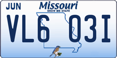 MO license plate VL6O3I