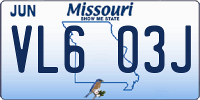 MO license plate VL6O3J