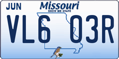 MO license plate VL6O3R