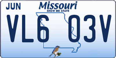 MO license plate VL6O3V