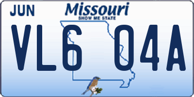MO license plate VL6O4A