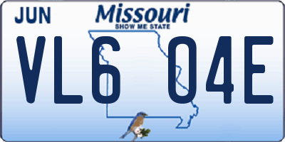 MO license plate VL6O4E