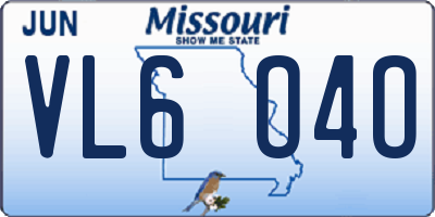 MO license plate VL6O4O