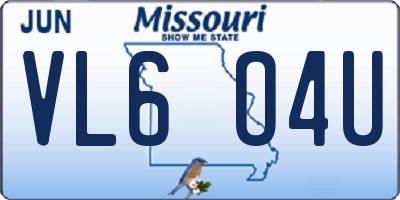 MO license plate VL6O4U