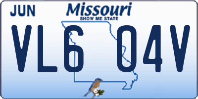 MO license plate VL6O4V