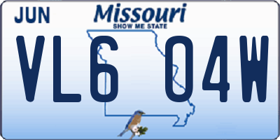 MO license plate VL6O4W