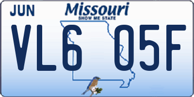 MO license plate VL6O5F
