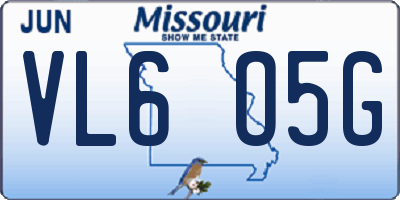 MO license plate VL6O5G