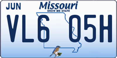 MO license plate VL6O5H