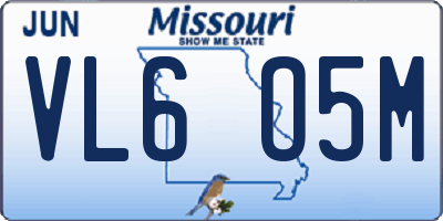 MO license plate VL6O5M