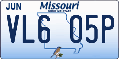 MO license plate VL6O5P
