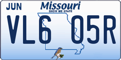 MO license plate VL6O5R