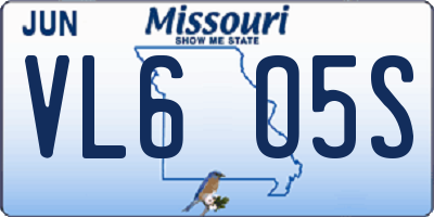 MO license plate VL6O5S