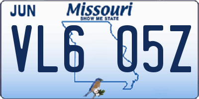 MO license plate VL6O5Z