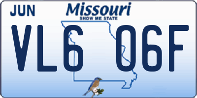 MO license plate VL6O6F