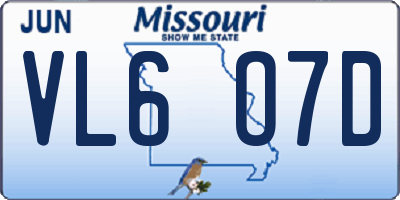 MO license plate VL6O7D