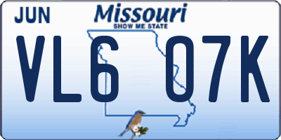 MO license plate VL6O7K