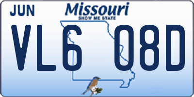 MO license plate VL6O8D