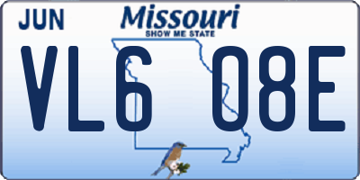 MO license plate VL6O8E