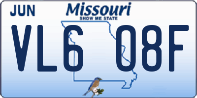 MO license plate VL6O8F