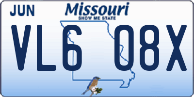 MO license plate VL6O8X