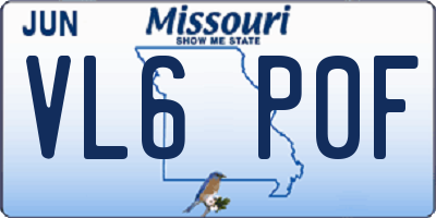 MO license plate VL6P0F