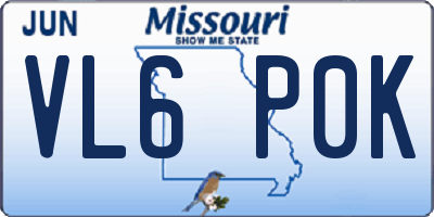 MO license plate VL6P0K