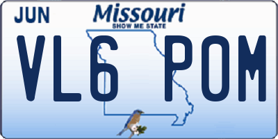 MO license plate VL6P0M