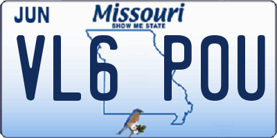 MO license plate VL6P0U