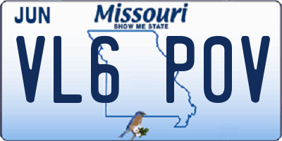 MO license plate VL6P0V