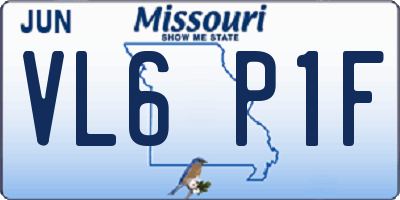 MO license plate VL6P1F