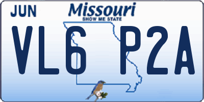 MO license plate VL6P2A