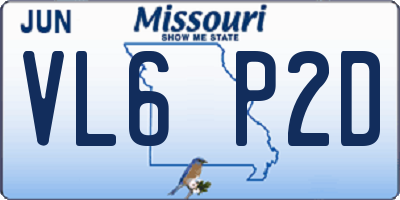 MO license plate VL6P2D