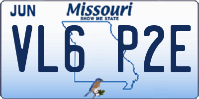 MO license plate VL6P2E