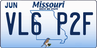 MO license plate VL6P2F