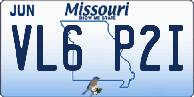 MO license plate VL6P2I