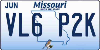 MO license plate VL6P2K