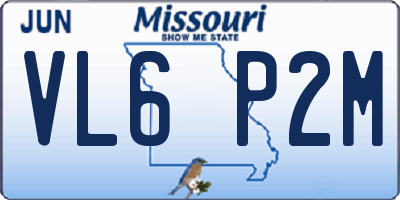 MO license plate VL6P2M