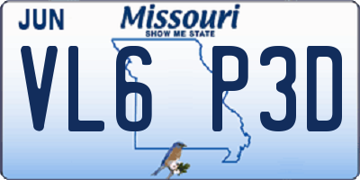 MO license plate VL6P3D