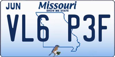 MO license plate VL6P3F