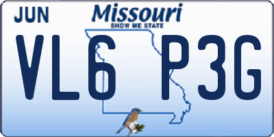 MO license plate VL6P3G