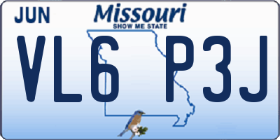 MO license plate VL6P3J