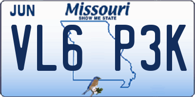 MO license plate VL6P3K
